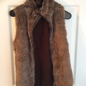 Confess Sweater Vest with Faux Fur